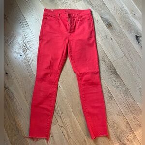 Hot coral Mother jeans, worn once! Basically new, great color and stylish! Sz 29
